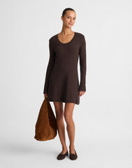 Scoopneck Sweater Mini Dress MOLASSES