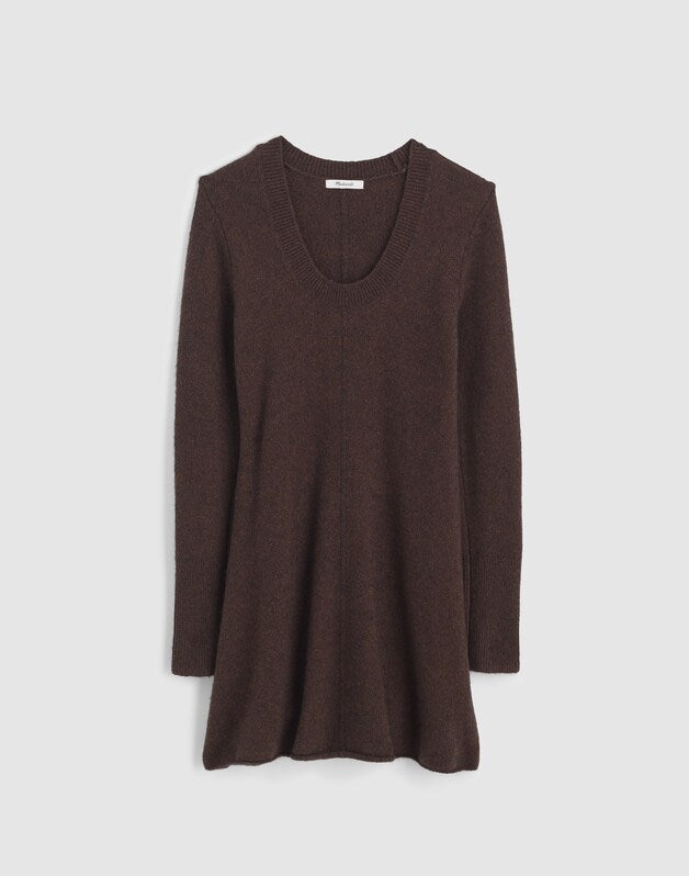 Scoopneck Sweater Mini Dress MOLASSES