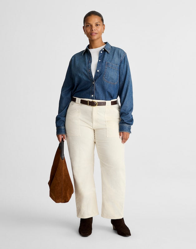 The Plus Darted Barrel-Leg Utility Pant in Corduroy VINTAGE CANVAS