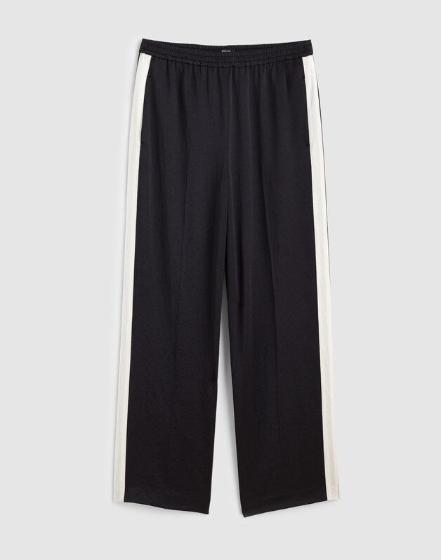 The Easy Pull-On Track Pant in Satin JET BLACK