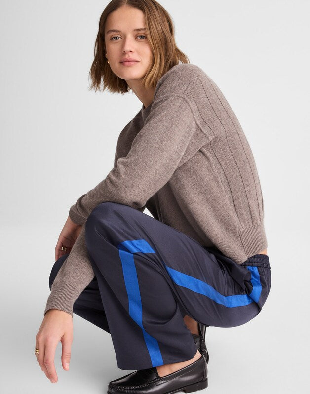 The Easy Pull-On Track Pant in Satin CLASSIC NAVY