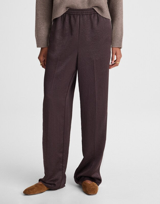 The Easy Pull-On Track Pant in Satin MOLASSES