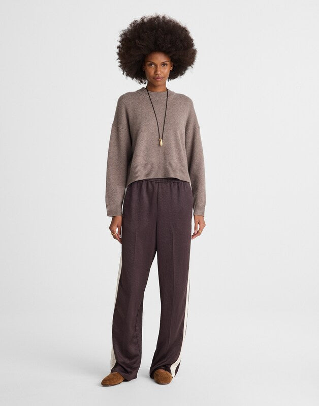 The Easy Pull-On Track Pant in Satin MOLASSES