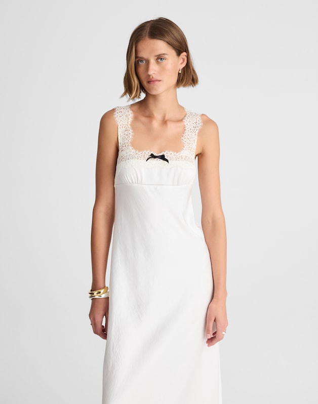 Alexa Chung for Madewell Courtney Satin Slip Dress IVORY