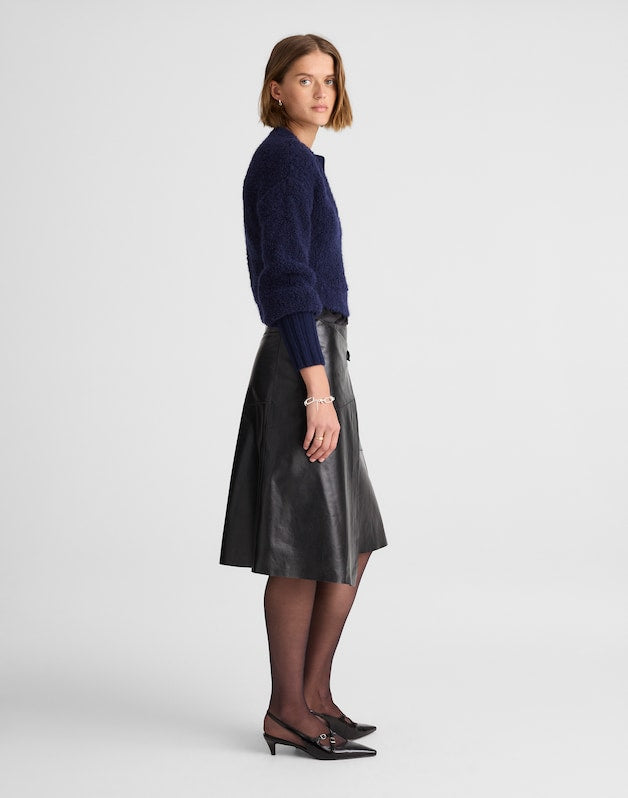 Alexa Chung for Madewell Vivienne Leather Wrap Skirt JET BLACK