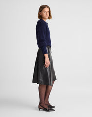 Alexa Chung for Madewell Vivienne Leather Wrap Skirt JET BLACK