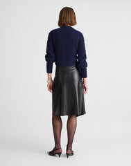 Alexa Chung for Madewell Vivienne Leather Wrap Skirt JET BLACK