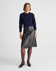 Alexa Chung for Madewell Vivienne Leather Wrap Skirt JET BLACK