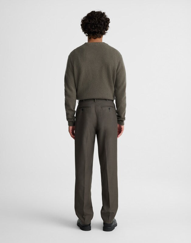 Belted Double-Pleat Trousers in Wool Blend SOOT