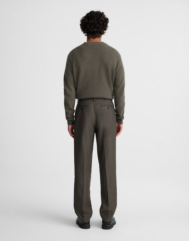 Belted Double-Pleat Trousers in Wool Blend SOOT