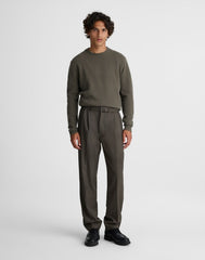 Belted Double-Pleat Trousers in Wool Blend SOOT