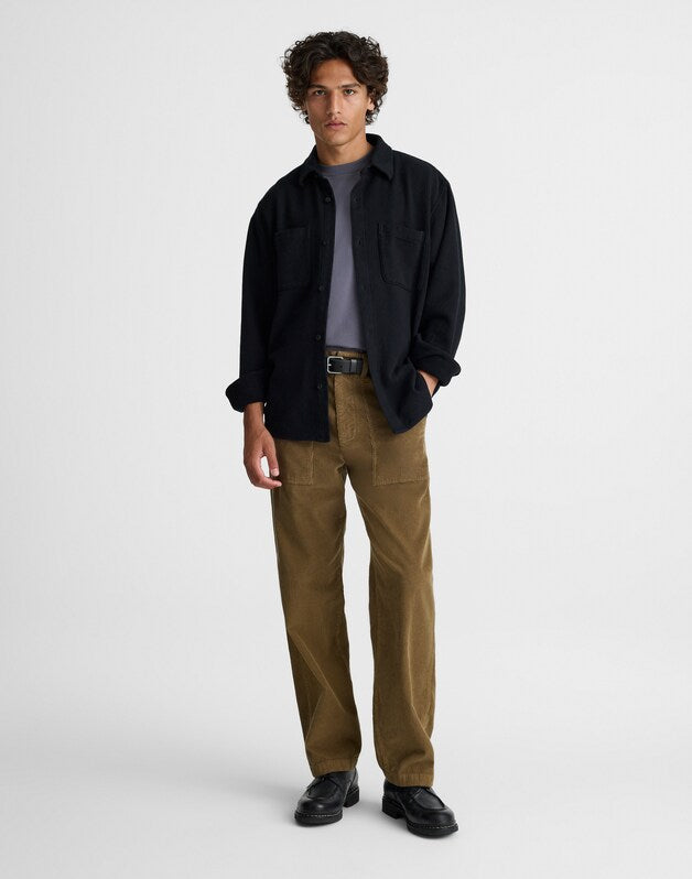 Button-Up Shirt in Midweight Flannel JET BLACK