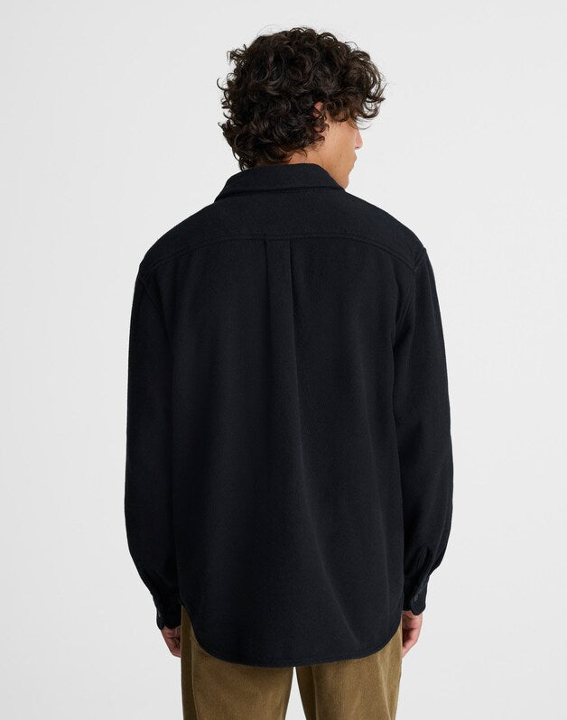 Button-Up Shirt in Midweight Flannel JET BLACK