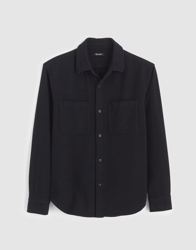 Button-Up Shirt in Midweight Flannel JET BLACK