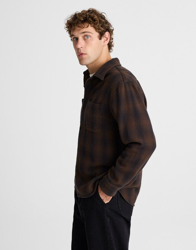 Button-Up Shirt in Midweight Flannel BRUSHED OMBRE PLAID