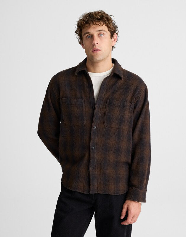 Button-Up Shirt in Midweight Flannel BRUSHED OMBRE PLAID