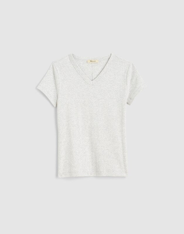 The '90s V-Neck Baby Tee in Compact Cotton HTHR SLATE