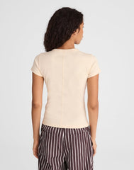 The '90s V-Neck Baby Tee in Compact Cotton VANILLA