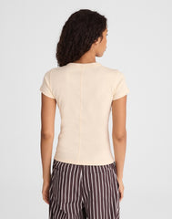 The '90s V-Neck Baby Tee in Compact Cotton VANILLA