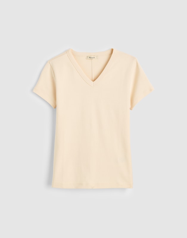 The '90s V-Neck Baby Tee in Compact Cotton VANILLA