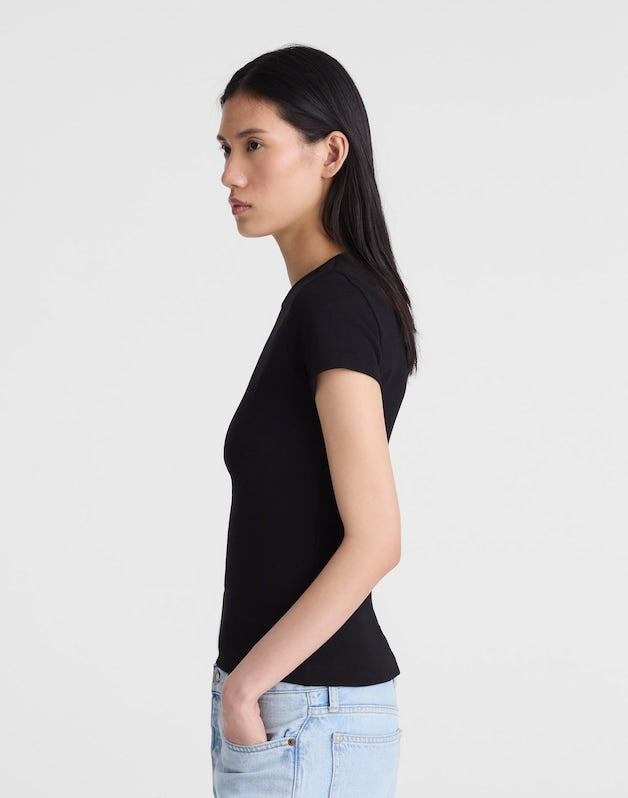 The '90s Crewneck Tee in Compact Cotton JET BLACK