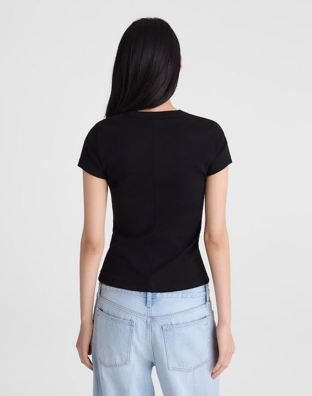 The '90s Crewneck Tee in Compact Cotton JET BLACK