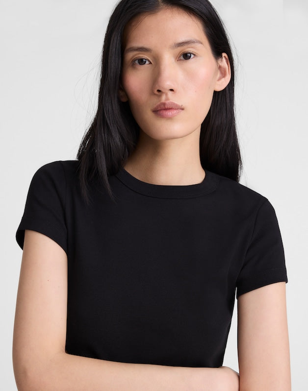 The '90s Crewneck Tee in Compact Cotton JET BLACK