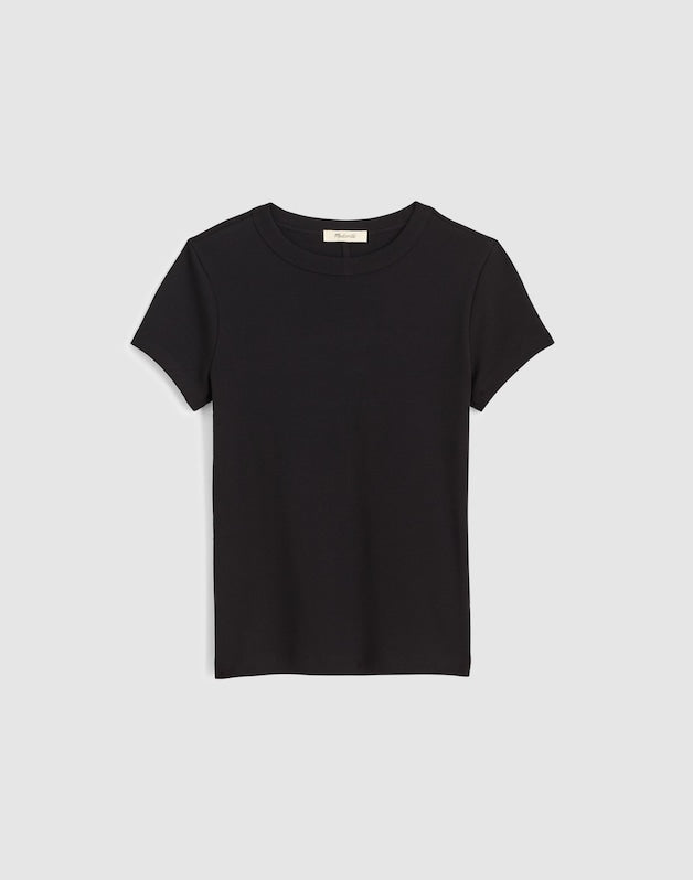 The '90s Crewneck Tee in Compact Cotton JET BLACK