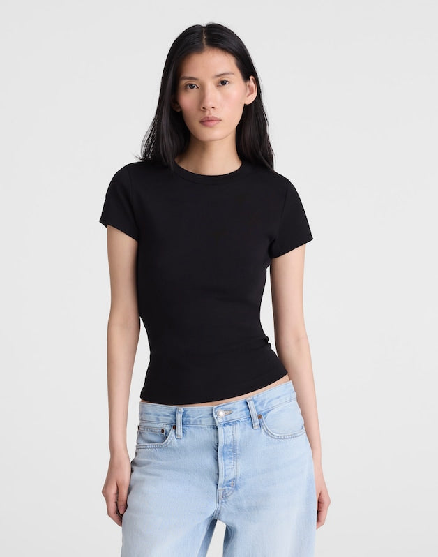 The '90s Crewneck Tee in Compact Cotton JET BLACK