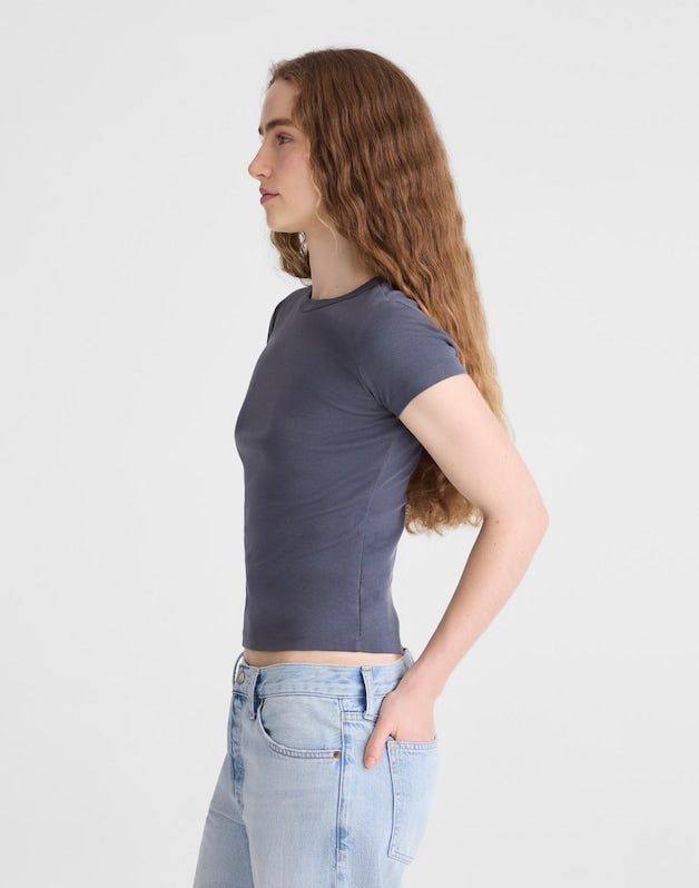 The '90s Crewneck Tee in Compact Cotton HEIRLOOM BLUE