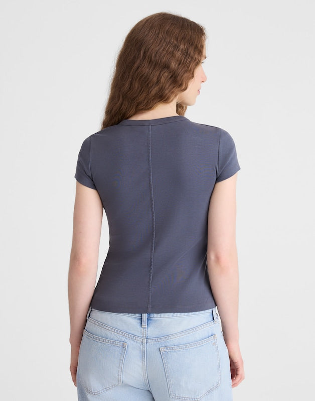 The '90s Crewneck Tee in Compact Cotton HEIRLOOM BLUE