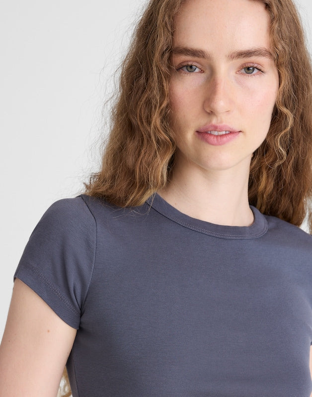 The '90s Crewneck Tee in Compact Cotton HEIRLOOM BLUE