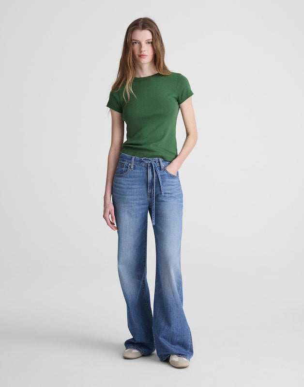 The '90s Crewneck Tee in Compact Cotton GARDEN GREEN