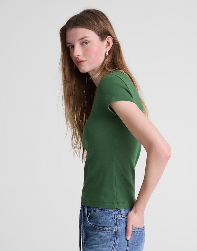The '90s Crewneck Tee in Compact Cotton GARDEN GREEN