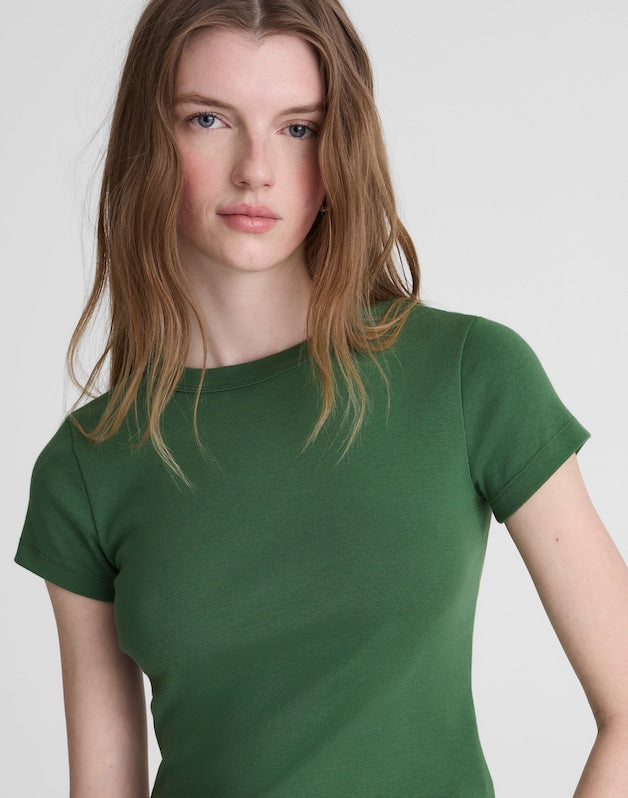 The '90s Crewneck Tee in Compact Cotton GARDEN GREEN
