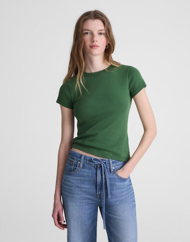 The '90s Crewneck Tee in Compact Cotton GARDEN GREEN