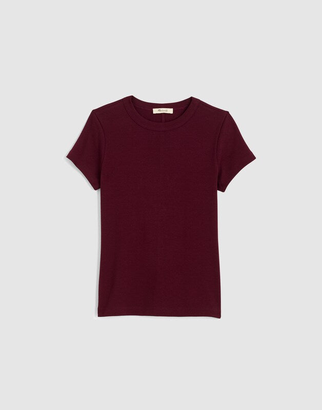 The '90s Crewneck Tee in Compact Cotton DARK POMEGRANATE