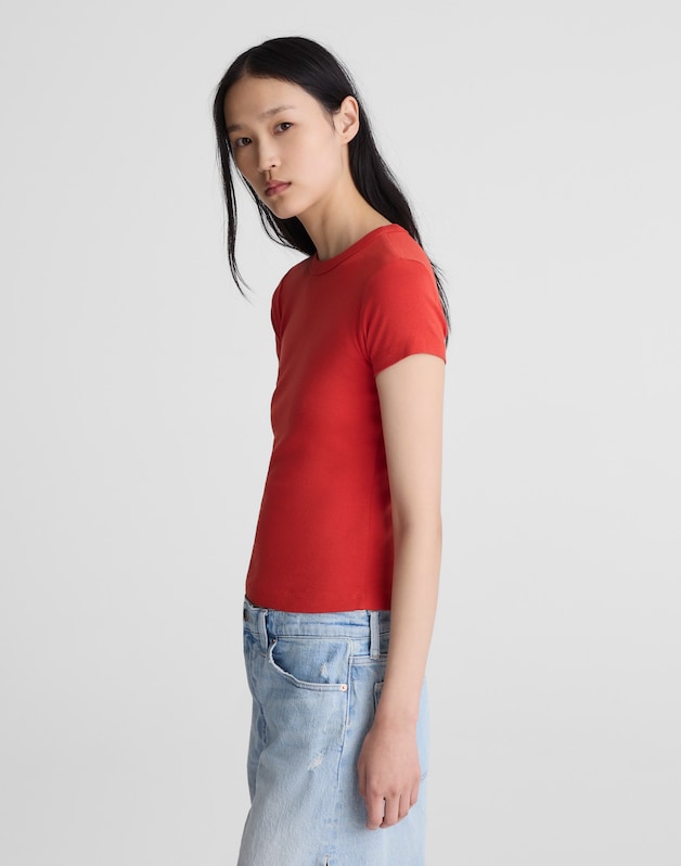 The '90s Crewneck Tee in Compact Cotton WILD POPPY