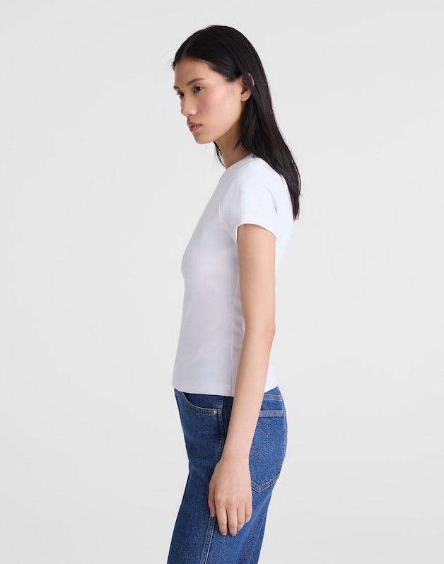 The '90s Crewneck Tee in Compact Cotton WHITE