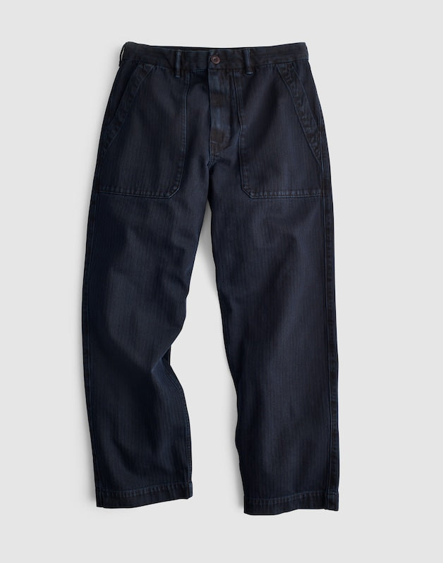 Fatigue Pants in Indigo Herringbone ROBERSON WASH