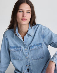 Airy Denim Relaxed Shirt-Jacket FADED HORIZON WASH