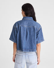 Airy Denim Boxy-Crop Shirt PICKETT WASH