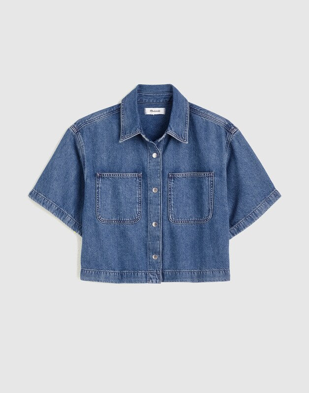 Airy Denim Boxy-Crop Shirt PICKETT WASH