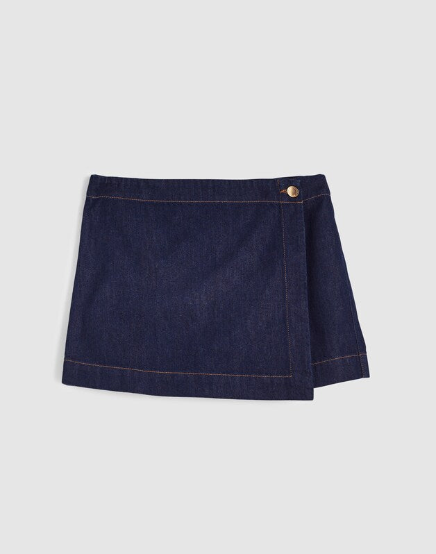 Denim Wrap Mini Skort RINSE WASH
