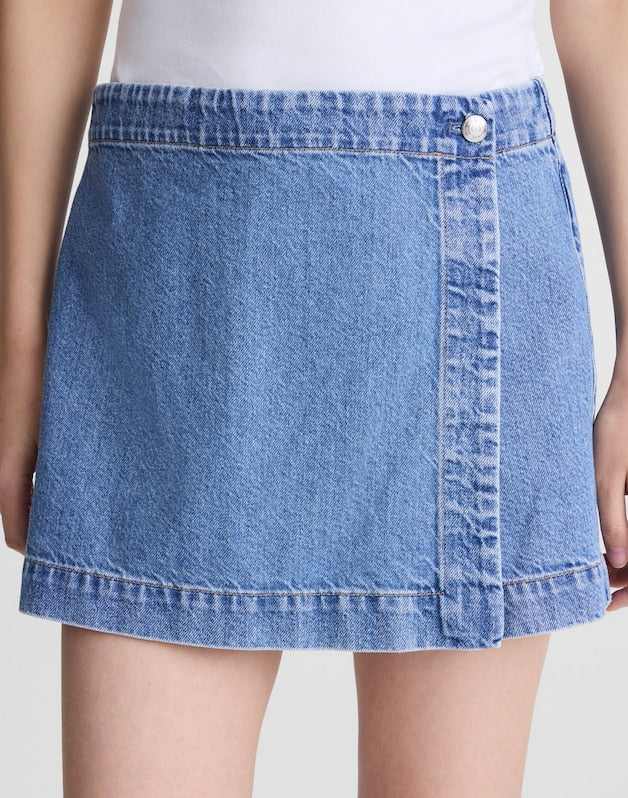 Denim Wrap Mini Skort MIDVALE WASH