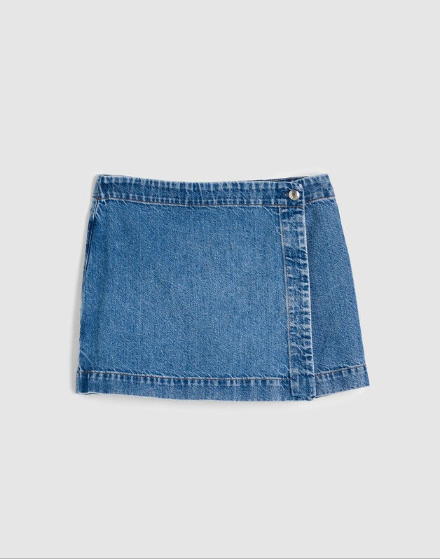 Denim Wrap Mini Skort MIDVALE WASH