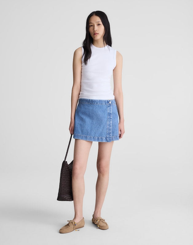 Denim Wrap Mini Skort MIDVALE WASH