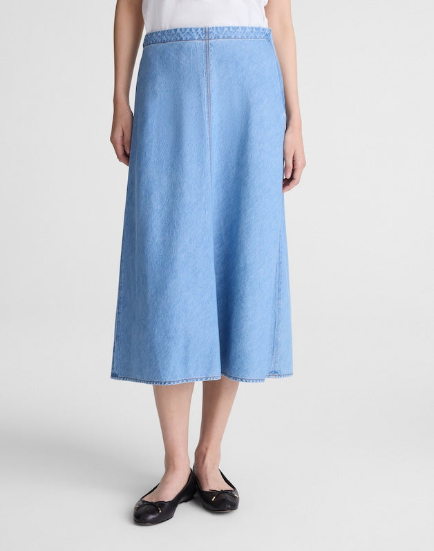 Airy Denim Slip Midi Skirt CLEAN SOFT SKY