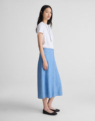 Airy Denim Slip Midi Skirt CLEAN SOFT SKY