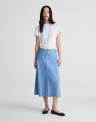 Airy Denim Slip Midi Skirt CLEAN SOFT SKY
